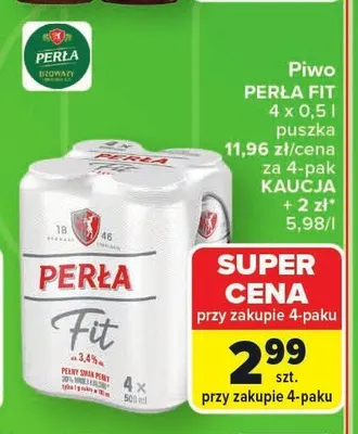 Piwo Perła Fit 4-pak puszka promocja w Carrefour