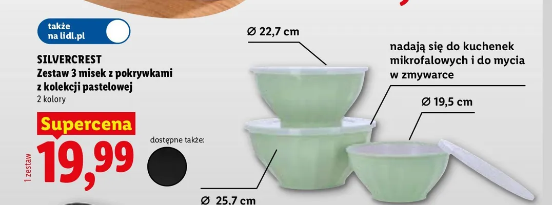 Zestaw 3 misek z pokrywkami Silvercrest promocja w Lidl