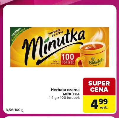 Herbata czarna Minutka promocja w Carrefour Express