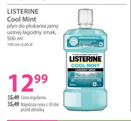 Płyn do płukania jamy ustnej Listerine Cool Mint promocja w Hebe