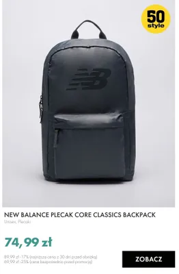 Plecak New Balance Core Classics Backpack promocja w 50 style