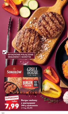 Burger wołowy z warzywami Sokołów Grill House promocja w Kaufland