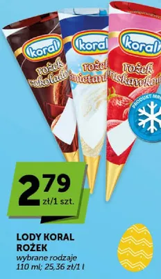Lody Koral rożek wybrane rodzaje promocja w ABC