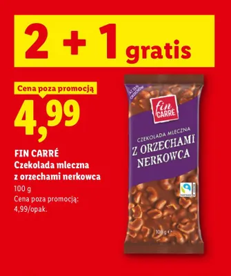 Czekolada mleczna z orzechami nerkowca Fin Carré promocja w Lidl