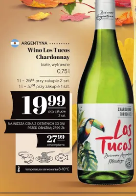 Wino białe Los Tucos Chardonnay wytrawne promocja w POLOmarket