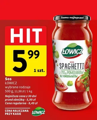 Sos Łowicz spaghetti promocja w Intermarche