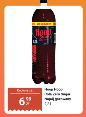 Napój gazowany Hoop Cola Zero Sugar promocja w Dino