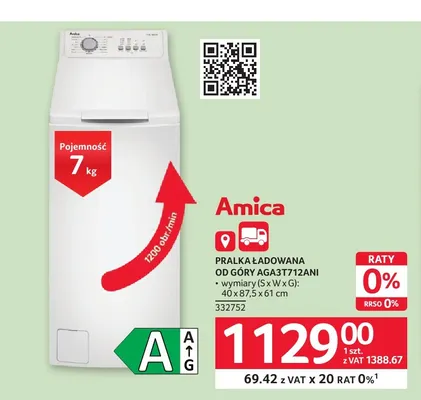 Pralka ładowana od góry AGA3T712ANI Amica promocja w Selgros