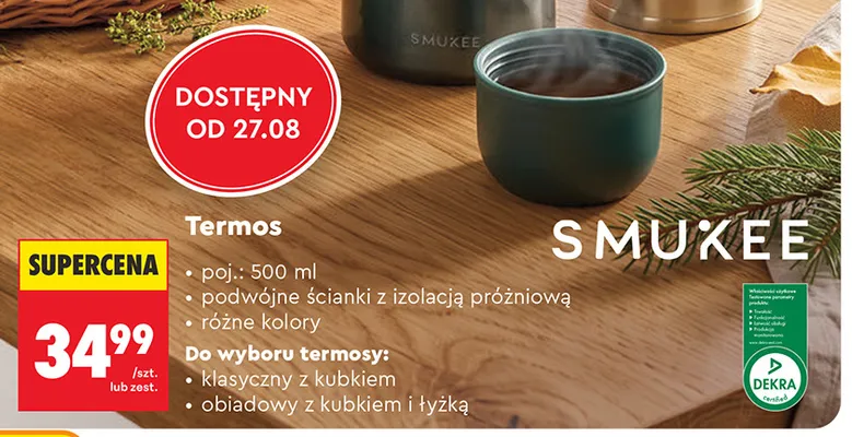 Termos obiadowy z kubkiem i łyżką Smukee promocja w Biedronka
