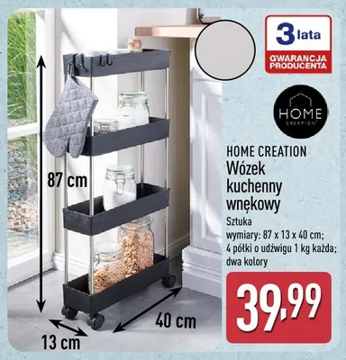 Wózek kuchenny wnękowy HOME CREATION 87x13x40cm promocja w Aldi