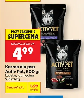 Karma dla psa Activ Pet z jagnięciną promocja w Biedronka