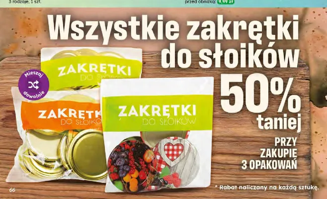 Zakrętki do słoików wzorzyste promocja w Dino