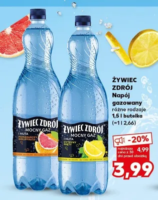 Napój gazowany Żywiec Zdrój Mocny Gaz pomarańcza i nuta grejpfruta promocja w Kaufland