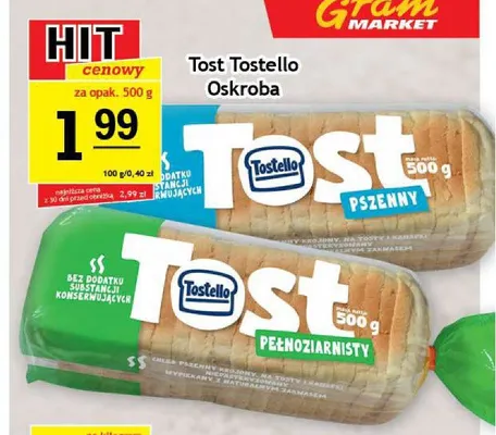Chleb tostowy Tostello Oskroba pszenny promocja w Gram Market