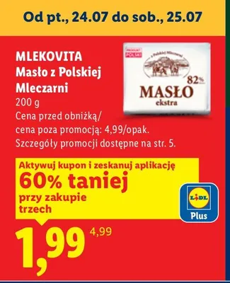 Masło ekstra z Polski Mleczarni Mlekovita promocja w Lidl