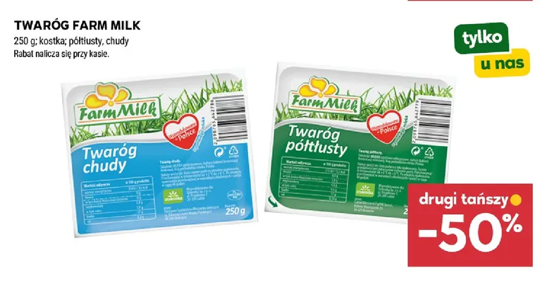 Twaróg półtłusty Farm Milk promocja w Stokrotka
