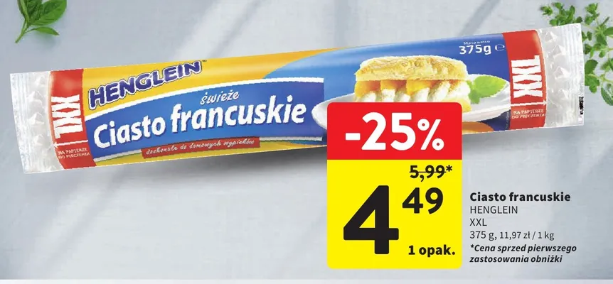 Ciasto francuskie Henglein XXL promocja w Intermarche