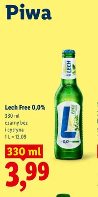Piwo bezalkoholowe Lech czarny bez i cytryna promocja w Lidl