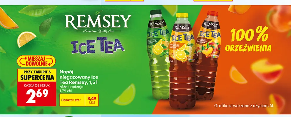 Napój niegazowany Ice Tea Remsey promocja w Biedronka