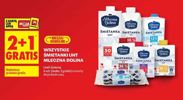 Śmietanka do kawy UHT 10% Mleczna Dolina promocja w Biedronka