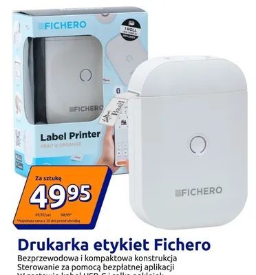 Drukarka etykiet bezprzewodowa i kompaktowa konstrukcja sterowanie za pomocą bezpłatnej aplikacji w zestawie kabel USB-C i rolka naklejek promocja w Action