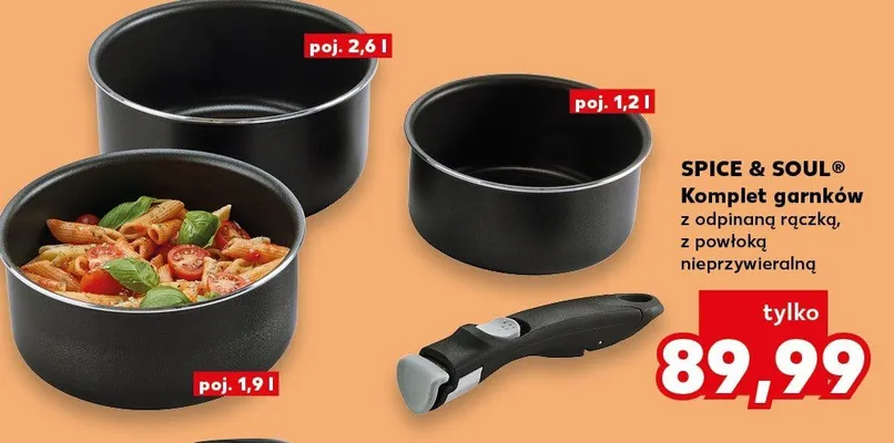 Komplet garnków z odpinaną rączką, z powłoką nieprzywieralną promocja w Kaufland