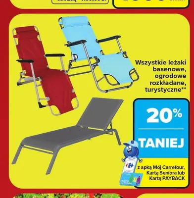Leżaki basenowe, ogrodowe rozkładane, turystyczne promocja w Carrefour