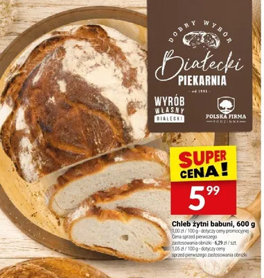 Chleb żytni babuni Białecki promocja w Twój Market