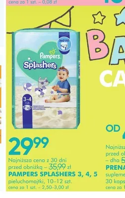 Pieluchomajtki Pampers Splashers rozmiar 4 promocja w Super-Pharm