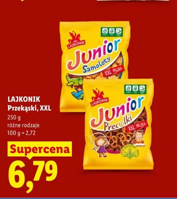 Przekąski Lajkonik Junior Samoloty XXL promocja w Lidl