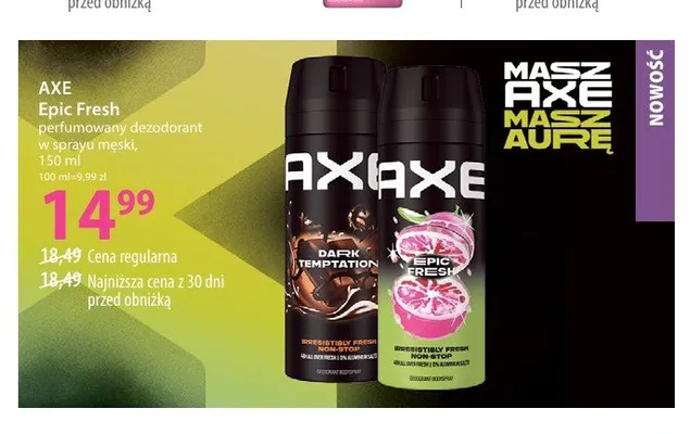 Dezodorant w sprayu męski Axe Dark Temptation promocja w Hebe