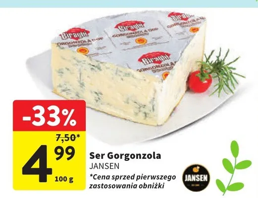 Ser gorgonzola promocja w Intermarche