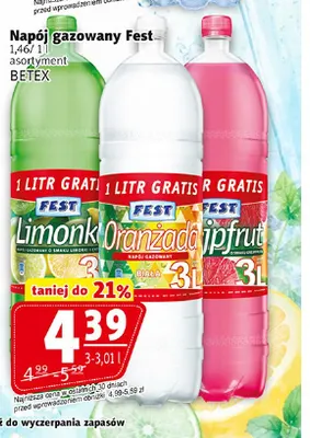 Napój gazowany Oranżada biała Fest promocja w Prim Market