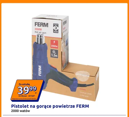 Pistolet na gorące powietrze Ferm 2000W promocja w Action