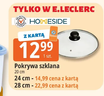 Pokrywa szklana Homeside 20 cm promocja w Leclerc