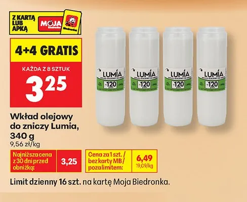 Wkład olejowy do zniczy Lumia promocja w Biedronka