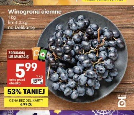 Winogrona ciemne promocja w Delikatesy Centrum
