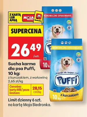 Sucha karma dla psa Puffi z wołowiną promocja w Biedronka
