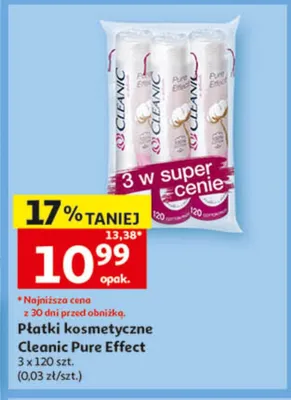 Płatki kosmetyczne Cleanic Pure Effect 3-pak promocja w Auchan