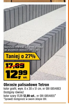Obrzeże palisadowe Tetron szary promocja w OBI
