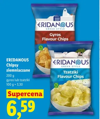 Chipsy ziemniaczane o smaku gyros Eridanous promocja w Lidl