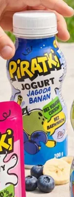Jogurt pitny dla dzieci Pilos Piratki jagoda-banan promocja w Lidl