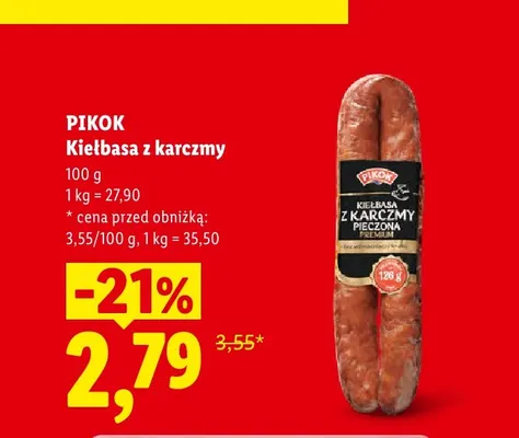 Kiełbasa z karczmy pieczona Pikok promocja w Lidl