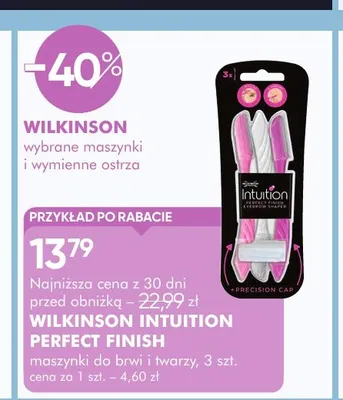 Maszynki do brwi i twarzy Wilkinson Intuition Perfect Finish 3 szt. promocja w Super-Pharm