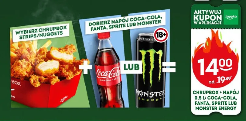 Zestaw Chrupbox Strips/Nuggets + napój energetyczny Monster Energy promocja w Żabka