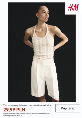 Top z ażurowej dzianiny z mocowaniem na karku H&M promocja w H&M