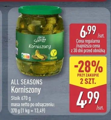 Korniszony All Seasons promocja w Aldi