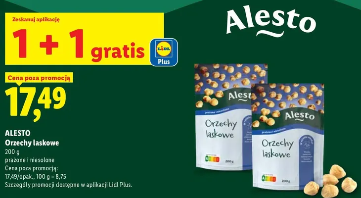 Orzechy laskowe prażone i niesolone Alesto promocja w Lidl