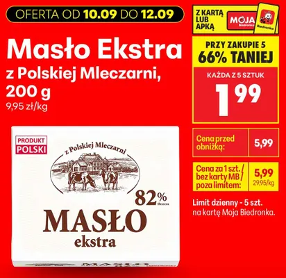 Masło ekstra z Polskiej Mleczarni promocja w Biedronka