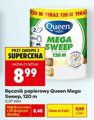 Ręcznik papierowy Mega Sweep, 120 m promocja w Biedronka